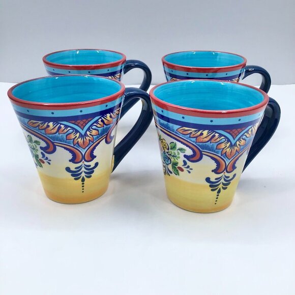 Zanzibar Euro Ceramica Coffee Tea Mugs Boho Cottagecore Contemporary Cone Shape - Picture 4 of 14